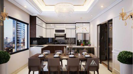 Thiết kế và thi công nội thất phòng bếp tân cổ điển Greenbay-Mễ trì-Nam Từ Liêm-Hà Nội
