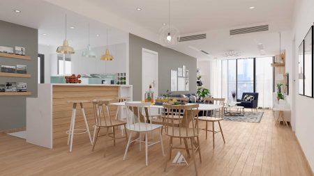 thiết kế và thi công nội thất phòng khách-scandinavia chung cư Discoverry, cầu giấy, hà nội