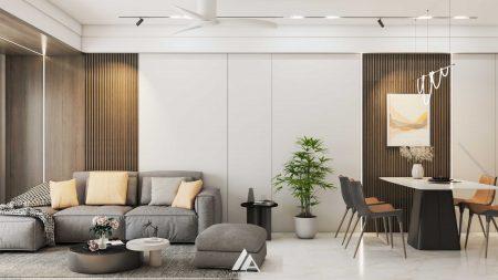 thiết kế và thi công nội thất phòng khách chung cư feliz home hoàng mai Hà Nội