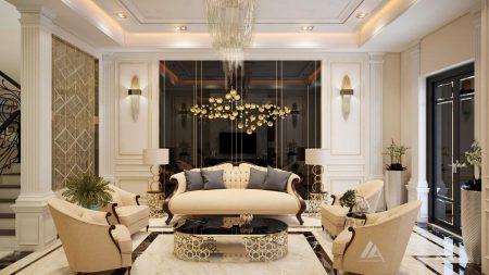 Thiết kế và thi công nội thất phòng khách tân cổ điển Greenbay-Mễ trì-Nam Từ Liêm-Hà Nội