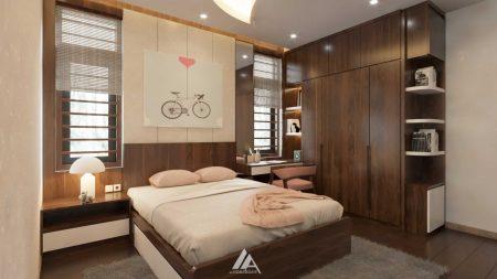 thi công nội thất phòng ngủ sơn inchem -biệt thự Anh Hà, Vân Phú, Việt Trì, Phú Thọ