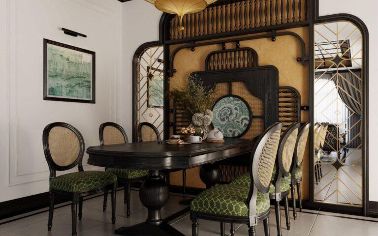 Thiết kế nội thất Phòng ăn phong cách Indochine ấm cúng và sang trọng