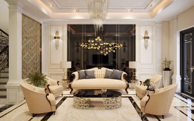 Nội thất phòng khách Tân Cổ Điển Sang TRọng - Đẳng cấp và Quý Phái